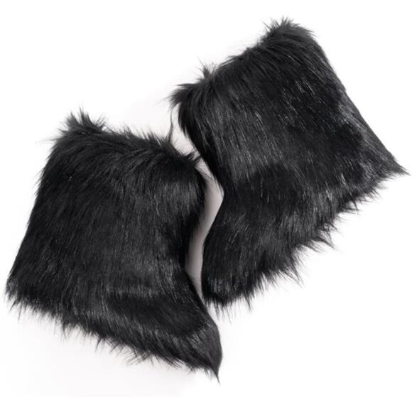 Women's Faux Fur Boot Furry Fluffy Round Toe Suede Snow Winter Women Boots Plush - Picture 5 of 6